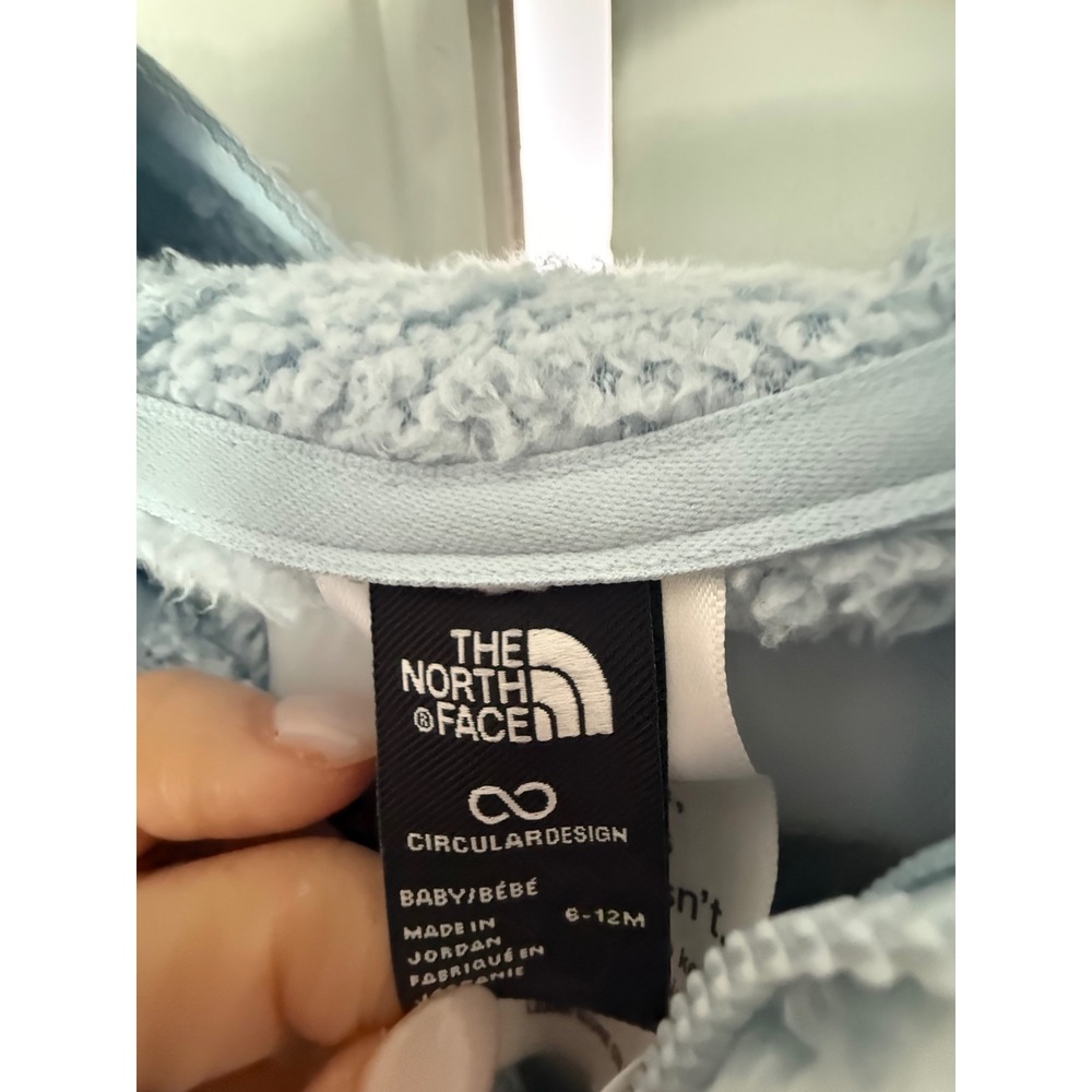 The North Face Baby Campshire One Piece Hooded Footie Blue Fleece 6-12M - Picture 4 of 6